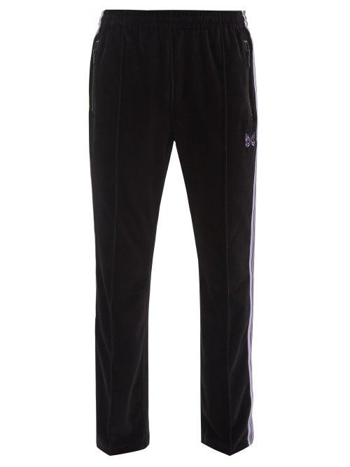 Needles - Butterfly-embroidered Velour Track Pants - Mens - Black