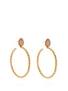 Matchesfashion.com Sylvia Toledano - Quartz Embellished Twisted Hoop Earrings - Womens - Pink