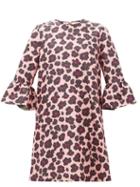 Matchesfashion.com La Doublej - Leopard-print Ruffled Faille Dress - Womens - Black Pink