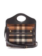Burberry - Checked Cashmere And Leather Cross-body Bag - Womens - Brown Multi