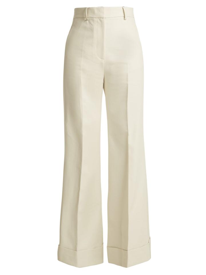 Khaite Beatrice Wide-leg Cotton-twill Trousers