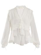 Jonathan Simkhai Lace-insert Silk Blouse