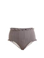 Matchesfashion.com Solid & Striped - The Leslie High Rise Striped Bikini Briefs - Womens - Navy Stripe