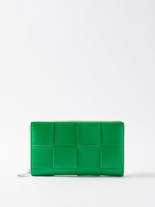 Bottega Veneta - Cassette Zip-around Leather Wallet - Mens - Green