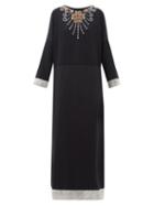 Matchesfashion.com Gucci - Crystal Embellished Wool And Silk Blend Satin Gown - Womens - Black Multi