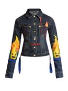 Matchesfashion.com Noki - Matchstick Print Denim Jacket - Womens - Dark Denim