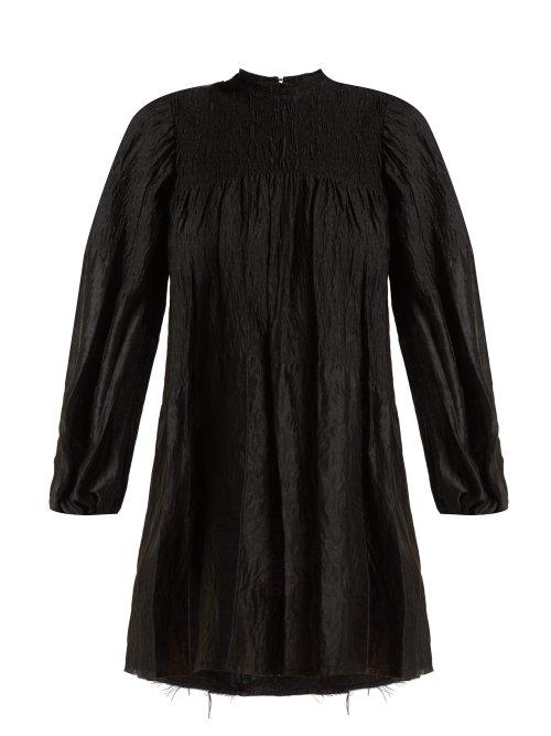 Matchesfashion.com Marques'almeida - Smocked Long Sleeved Mini Dress - Womens - Black