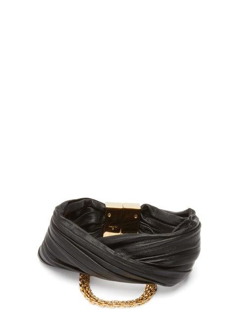 Matchesfashion.com Givenchy - Chain-embellished Gathered-leather Bracelet - Womens - Black