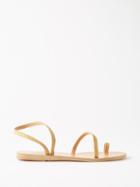 Ancient Greek Sandals - Eleftheria Raffia And Leather Flat Sandals - Womens - Natural