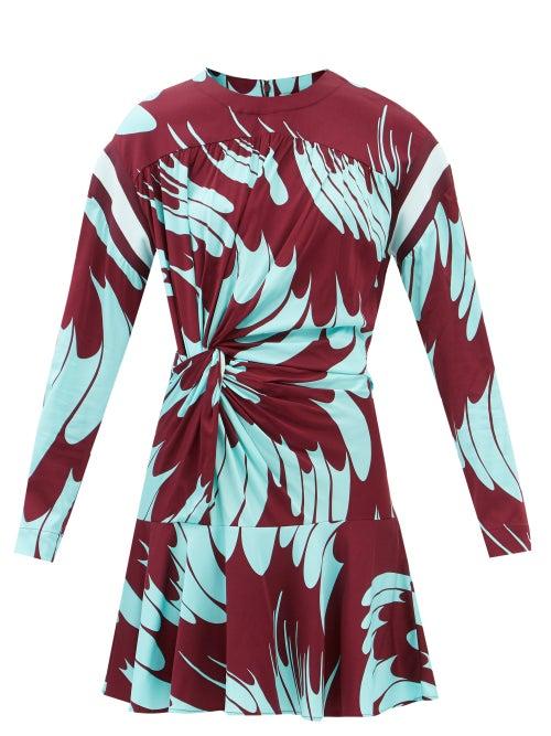 Stella Mccartney - Maisie Gathered Abstract-print Crepe Mini Dress - Womens - Multi