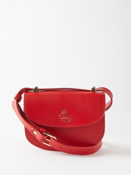 A.p.c. - Genve Mini Rabbit-logo Leather Cross-body Bag - Womens - Red