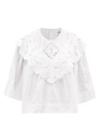 Isabel Marant Toile - Ezalio Floral-embroidered Linen Blouse - Womens - White