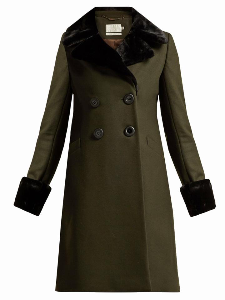 Goat Giles Faux Fur-trimmed Wool-blend Coat