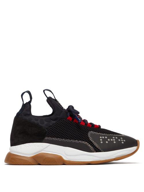 Matchesfashion.com Versace - Chain Reaction Mesh And Suede Trainers - Mens - Black Red