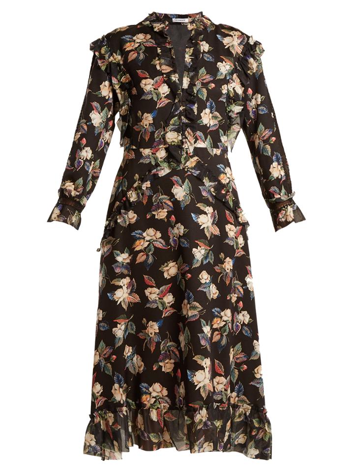Vilshenko Palasha Floral-print Wool And Silk-blend Dress