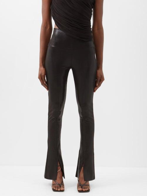Norma Kamali - Spat Slit-cuff High-rise Lam Leggings - Womens - Black