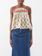 Sea - Norah Quilted Floral-print Silk Cami Top - Womens - Yellow Multi