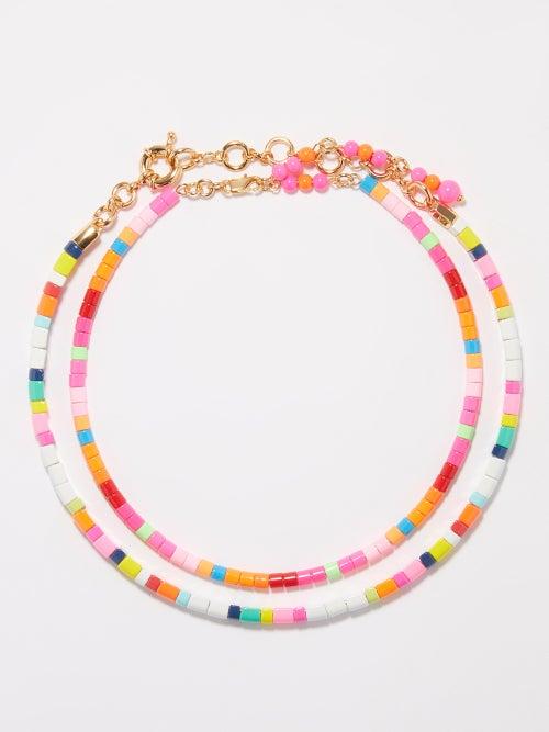 Roxanne Assoulin - Cherry Bombe Enamel Choker Set - Womens - Pink Multi