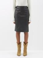 Isabel Marant Toile - Bertille Side-buckle Leather Skirt - Womens - Black