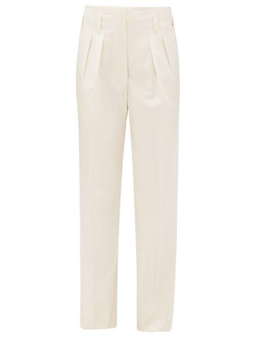 Matchesfashion.com Giuliva Heritage Collection - The Gastone High-rise Pleated Cotton Trousers - Womens - Ivory