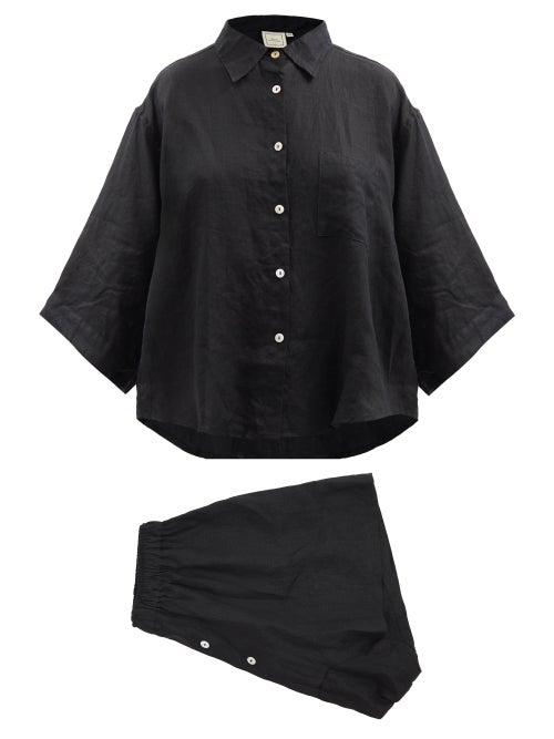 Deiji Studios - 03 Short Linen Pyjamas - Womens - Black