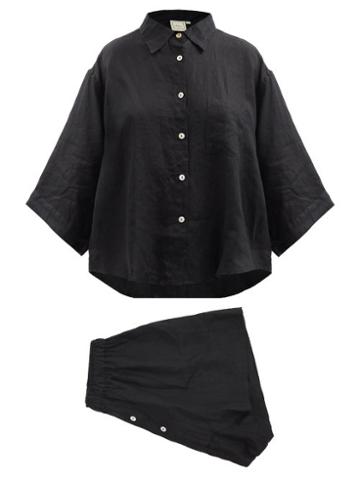 Deiji Studios - 03 Short Linen Pyjamas - Womens - Black