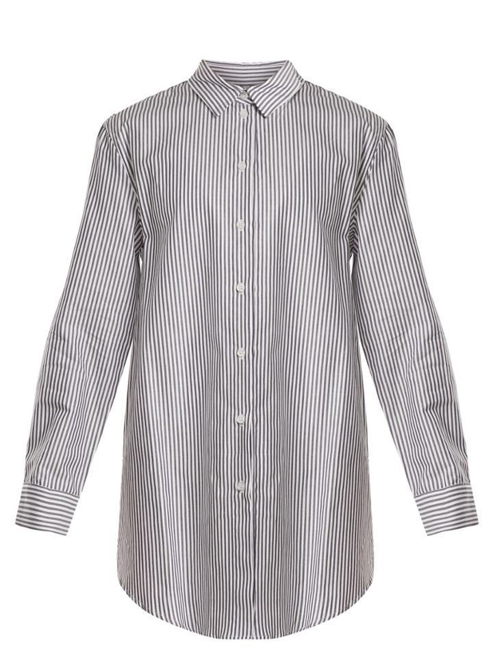 Asceno Point-collar Striped Cotton Shirtdress