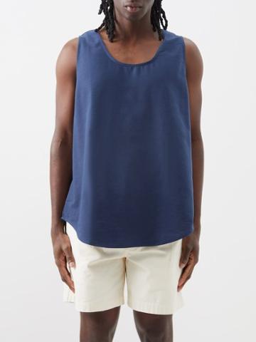 Marrakshi Life - Longline Cotton Tank Top - Mens - Navy