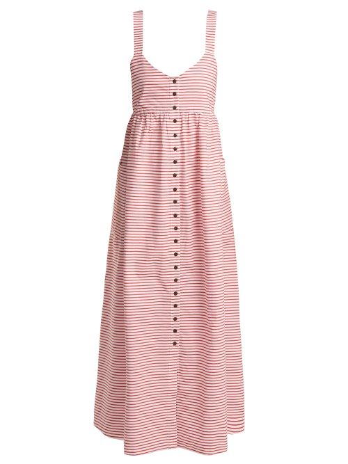 Matchesfashion.com Mara Hoffman - Orla Striped Cotton Dress - Womens - Red White