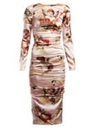 Dolce & Gabbana Angel-print Satin Midi Dress