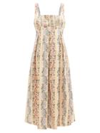 Agua By Agua Bendita - Hortensia Lluvia Floral-print Cotton Dress - Womens - Multi