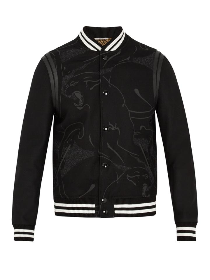 Valentino Panther-print Wool Varsity Jacket