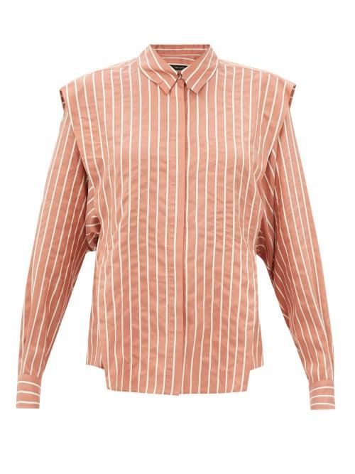 Isabel Marant - Sotalki Layered-shoulder Striped Silk-blend Shirt - Womens - Red Multi