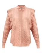 Isabel Marant - Sotalki Layered-shoulder Striped Silk-blend Shirt - Womens - Red Multi