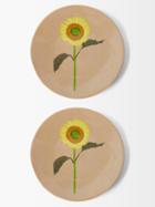 Bernadette - Set Of Two Sunflower Dinner Plates - Womens - Beige Multi