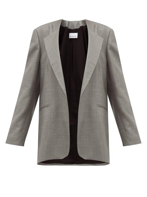 Matchesfashion.com Raey - Oversized Collarless Wool Blend Blazer - Womens - Grey