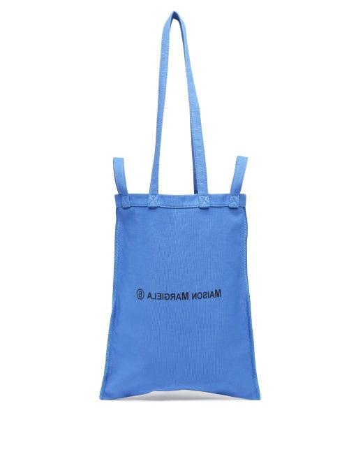 Matchesfashion.com Mm6 Maison Margiela - Berlin Logo-print Cotton-canvas Tote Bag - Womens - Blue