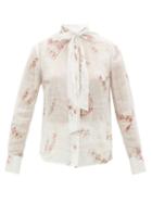 Zimmermann - Dancer Sash-tie Floral-print Linen Blouse - Womens - Ivory Multi