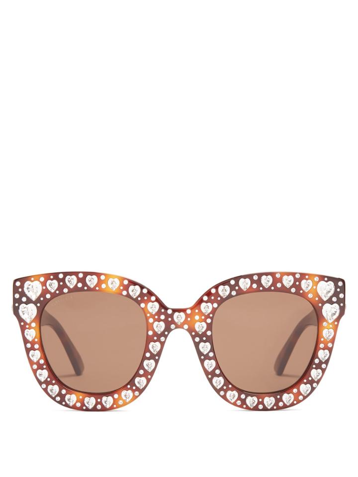Gucci Heart-embellished Cat-eye Sunglasses
