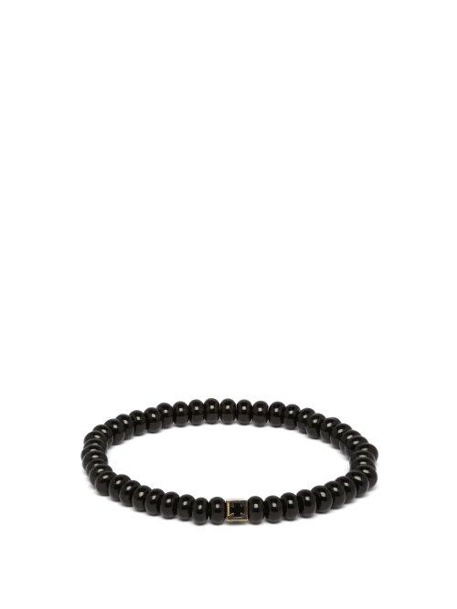 Matchesfashion.com Luis Morais - Maltese Cross Charm Beaded Bracelet - Mens - Black