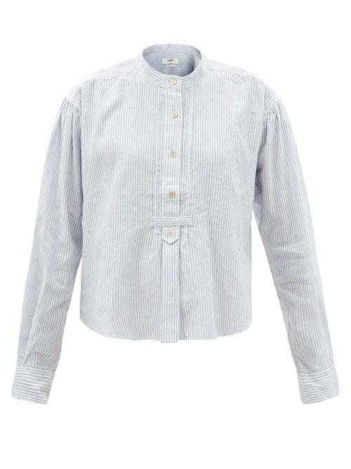 Isabel Marant Toile - Jamet Stand-collar Striped Cotton-blend Shirt - Womens - Blue White