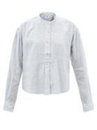 Isabel Marant Toile - Jamet Stand-collar Striped Cotton-blend Shirt - Womens - Blue White