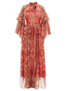 Matchesfashion.com Etro - Sash-neck Paisley-print Silk-chiffon Maxi Dress - Womens - Red Multi