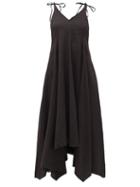 Matchesfashion.com Fil De Vie - Tangier Linen Midi Dress - Womens - Black