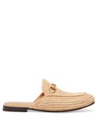 Gucci King Woven-straw Backless Loafers