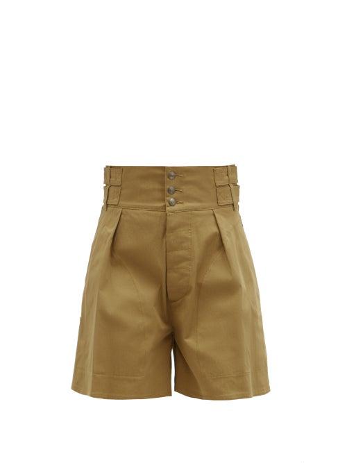 Matchesfashion.com Etro - Ponza High-rise Cotton-blend Poplin Shorts - Womens - Beige