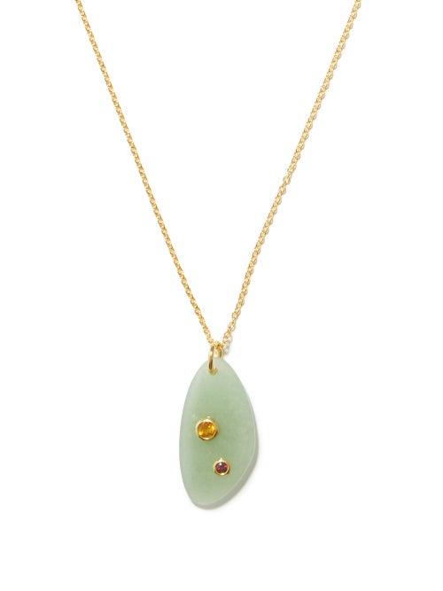 Lizzie Fortunato - Ceremony Aventurine & Gold-plated Necklace - Womens - Green Gold
