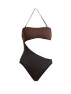 Matchesfashion.com Solid & Striped - The Cece Cut Out Bandeau Swimsuit - Womens - Brown Multi