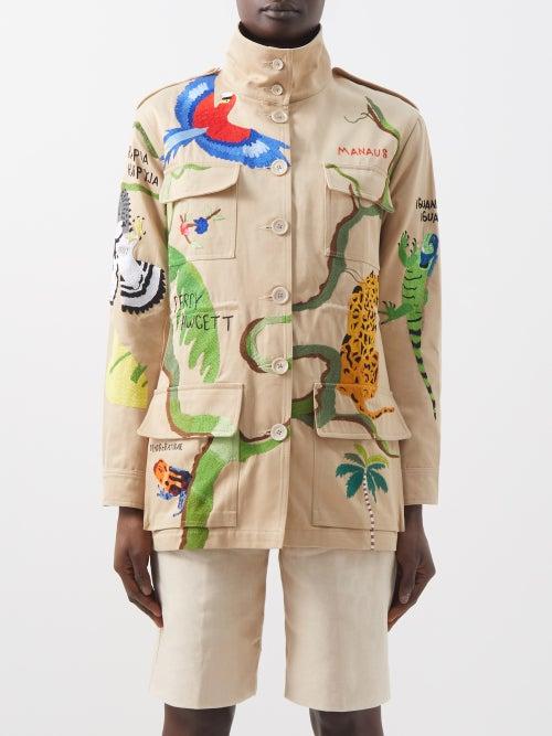 Kilometre Paris - L'expedition Percy Fawcett Cotton-twill Jacket - Womens - Beige Multi