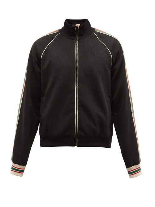 Gucci - Web-stripe Gg-jacquard Zipped Jersey Track Jacket - Mens - Black